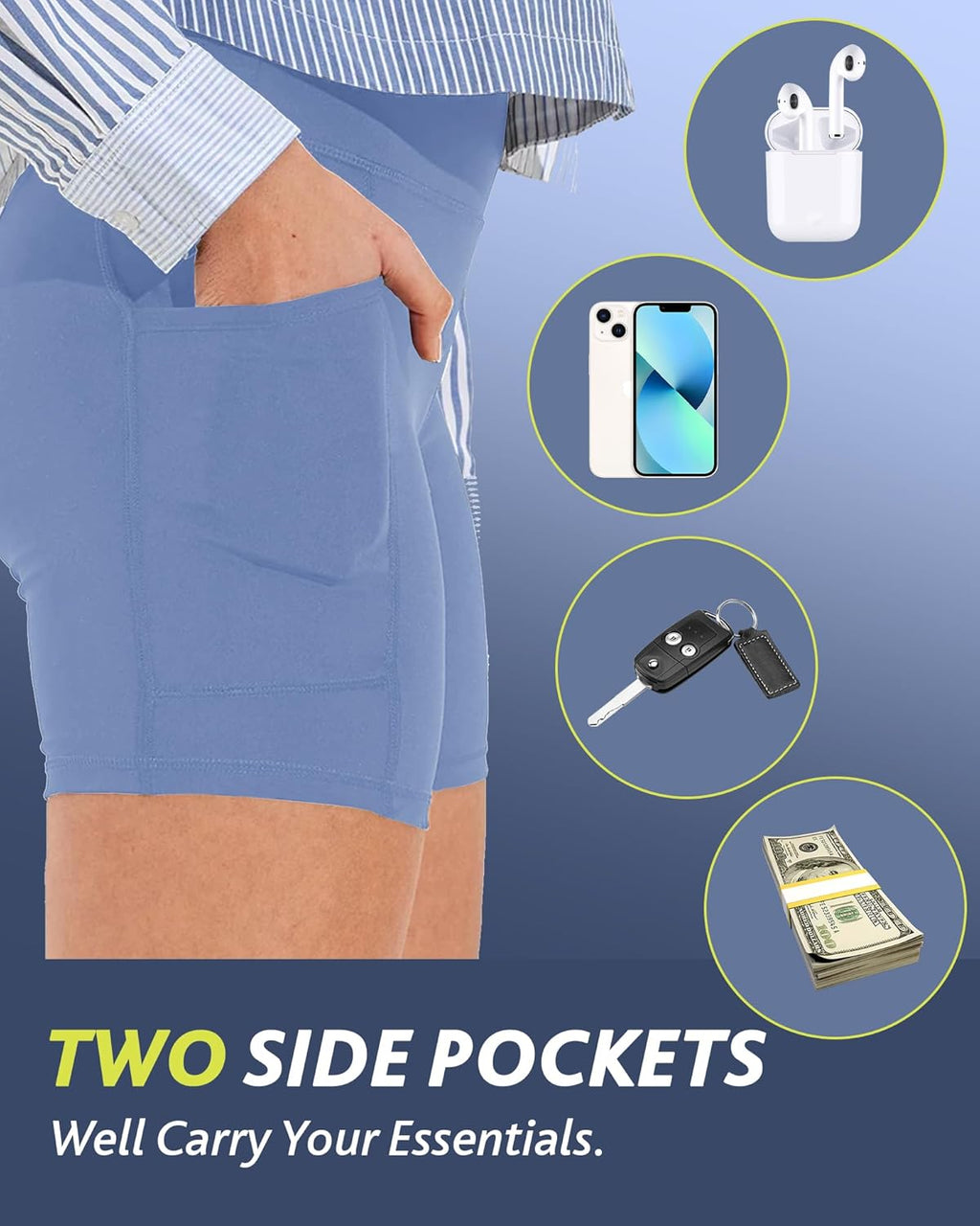 CAMPSNAIL Biker Shorts Women with Pockets - 3"/5"/8" High Waisted Workout Spandex Tummy Control Gym Running Yoga Shorts