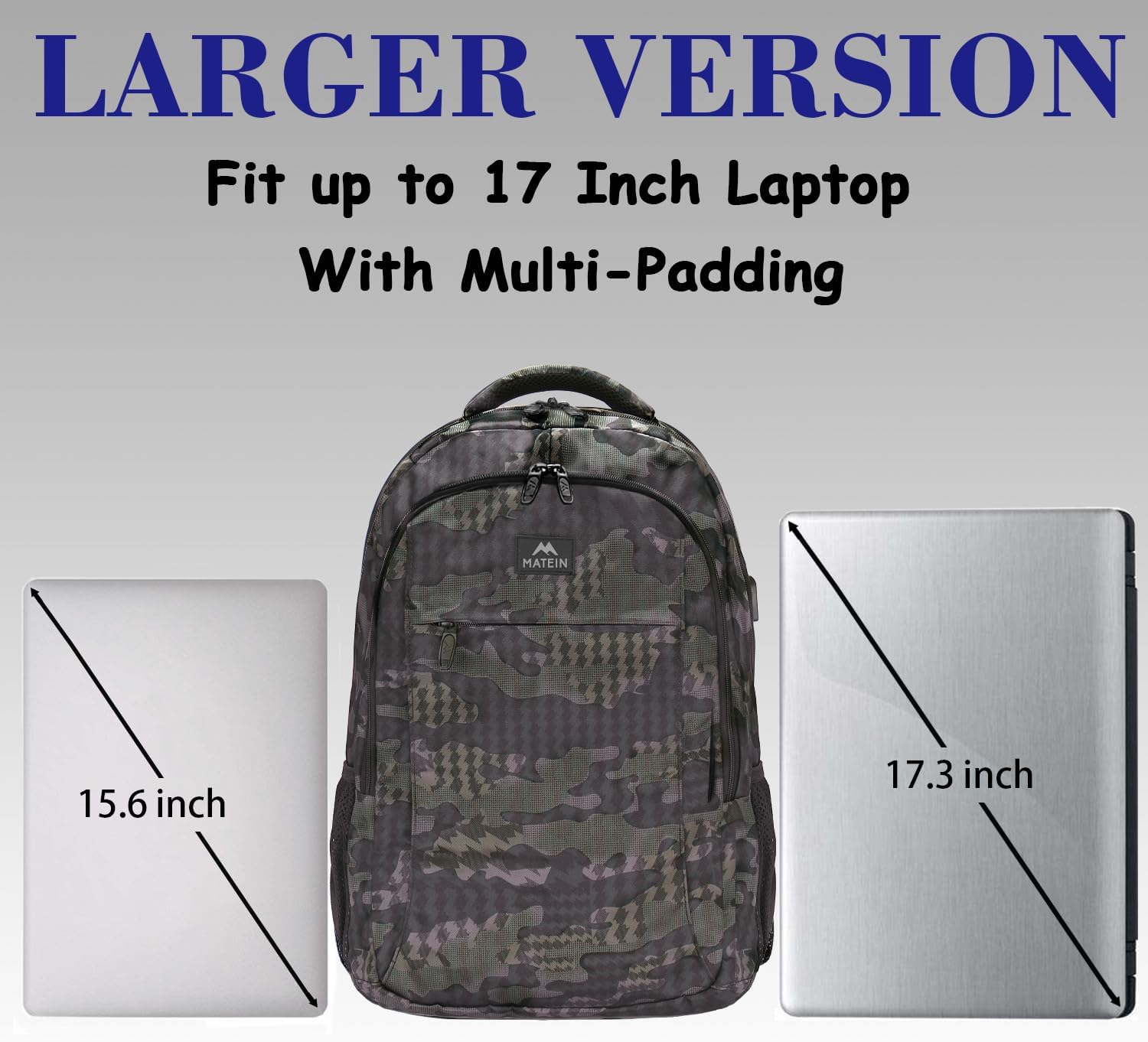 MATEIN Travel Laptop Backpack, Business Anti Theft Slim Sturdy Laptops Backpack with USB Charging Port, Water Resistant College School Computer Bag Gift for Men & Women Fits 15.6 Inch Notebook, Grey