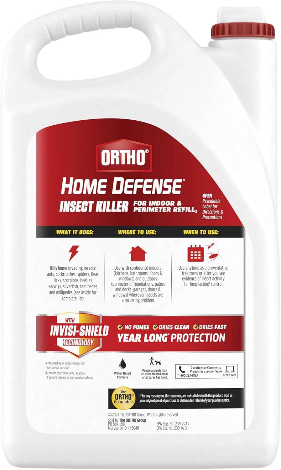 Ortho Home Defense Insect Killer for Indoor and Perimeter2 with Comfort Wand, Controls Ants, Roaches, Spiders and More, 1.33 gal