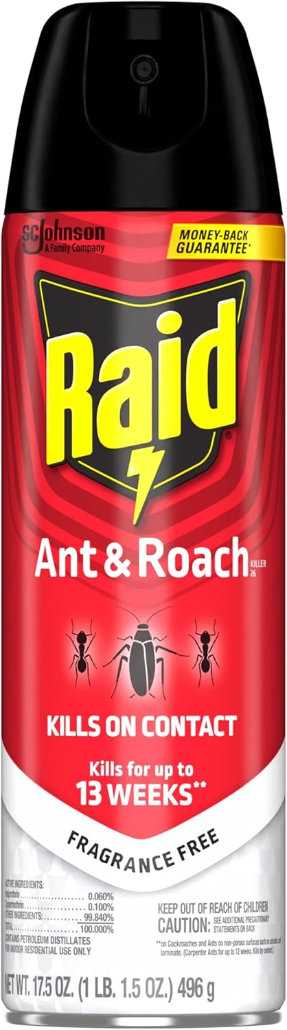 Raid Ant & Roach Killer 26, Fragrance Free Bug Killer for Home Use, Kills Bugs on Contact, 17.5 Oz, 2 Count