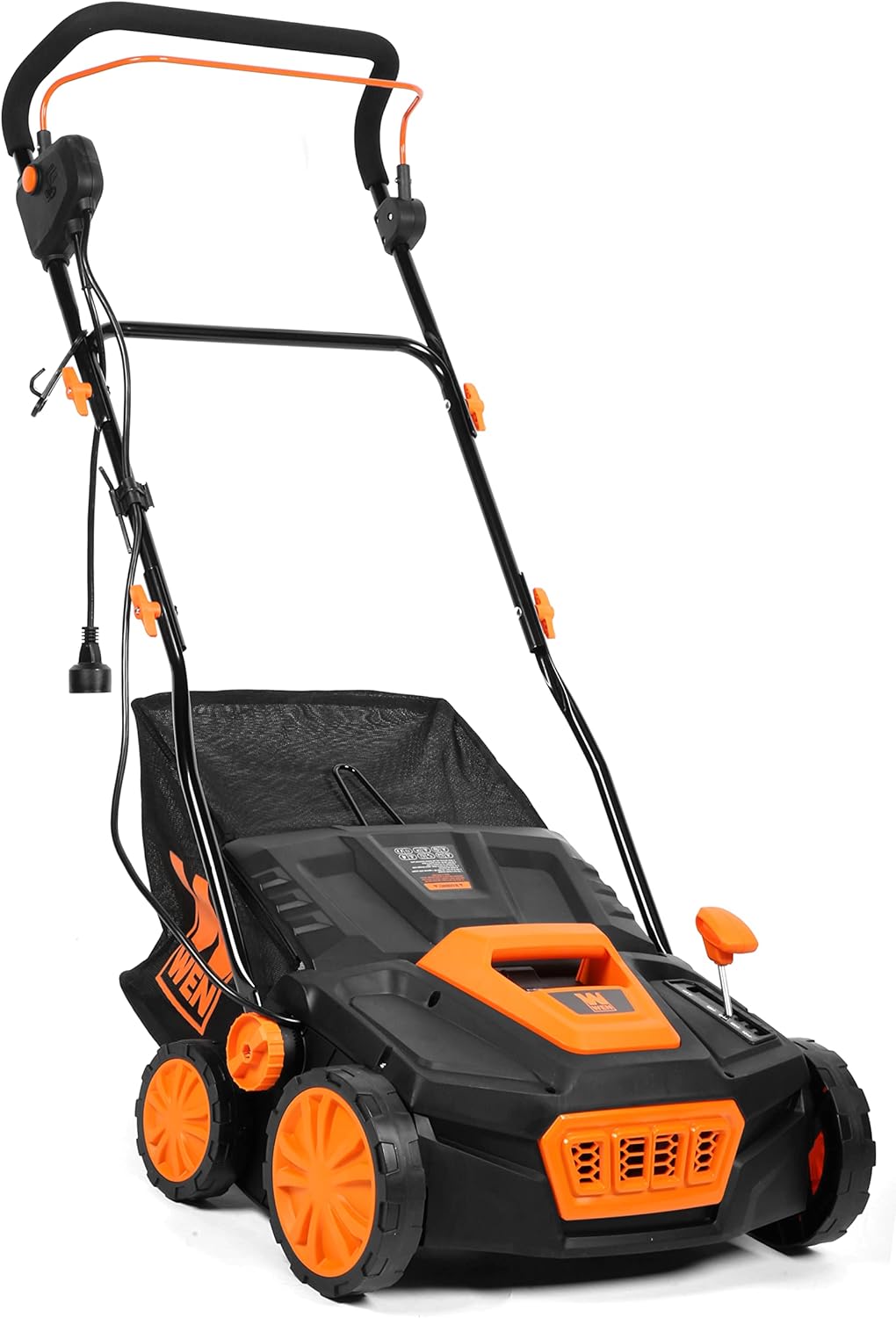 WEN DT1516 16-Inch 15-Amp 2-in-1 Electric Dethatcher and Scarifier with Collection Bag, Black