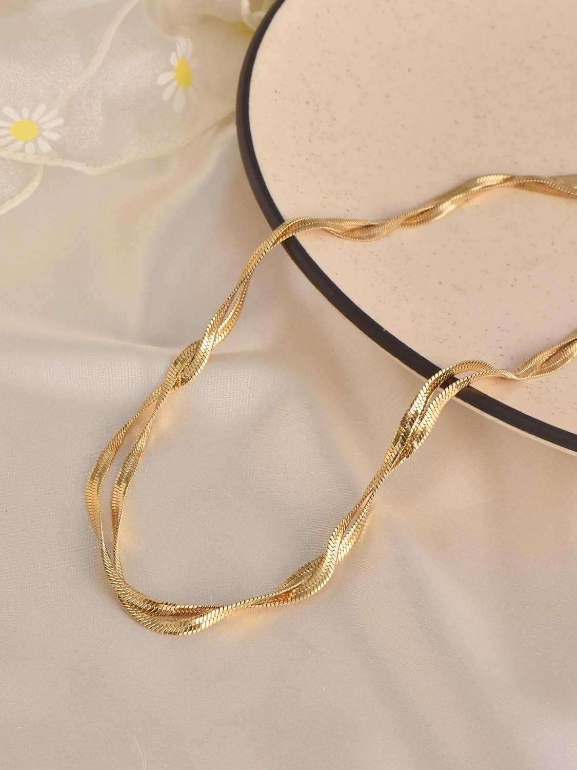 Moodear Gold Necklace for Women Dainty Chunky 14K Gold Plated/Sliver Plated Chain Necklace Cuban Link Paperclip Chain Choker Toggle Clasp Layered Necklace for Women Trendy Fashion Gift