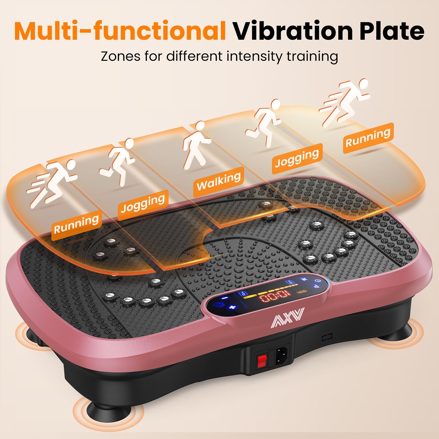 AXV Vibration Plate Fitness Platform Exercise Machine Vibrating Shaking Full Body Shaker Workout Vibrate Stand Shake Board Sport Gym for Weight Loss Fat Burner for Women Men