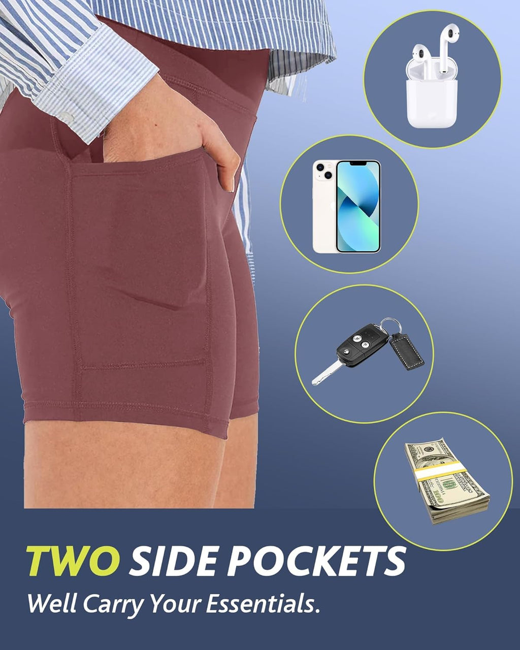 CAMPSNAIL Biker Shorts Women with Pockets - 3"/5"/8" High Waisted Workout Spandex Tummy Control Gym Running Yoga Shorts