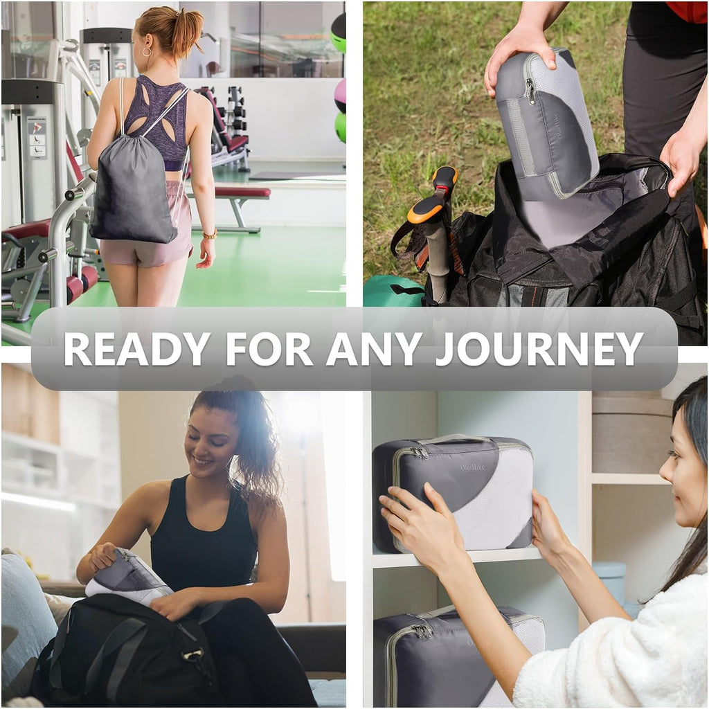 10 Set/8 Set Packing Cubes for Travel, Gifts for Women Mom,Anti-Tearing Suitcase Organizer for Luggage with Shoe & Hanging Toiletry Bag,OlarHike Vacation Essentials & Accessories for Cruise Ship,Cream