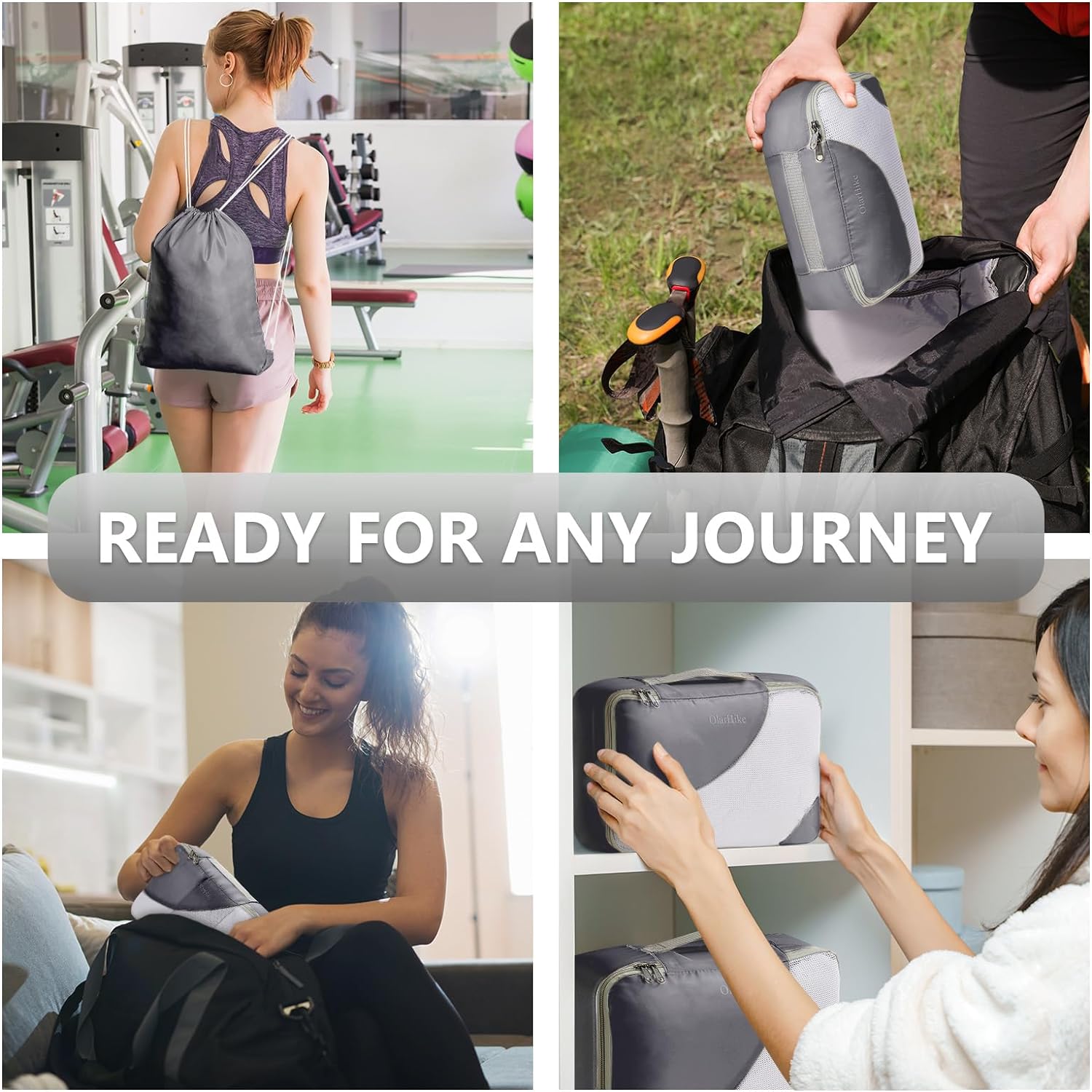 10 Set/8 Set Packing Cubes for Travel, Gifts for Women Mom,Anti-Tearing Suitcase Organizer for Luggage with Shoe & Hanging Toiletry Bag,OlarHike Vacation Essentials & Accessories for Cruise Ship,Cream