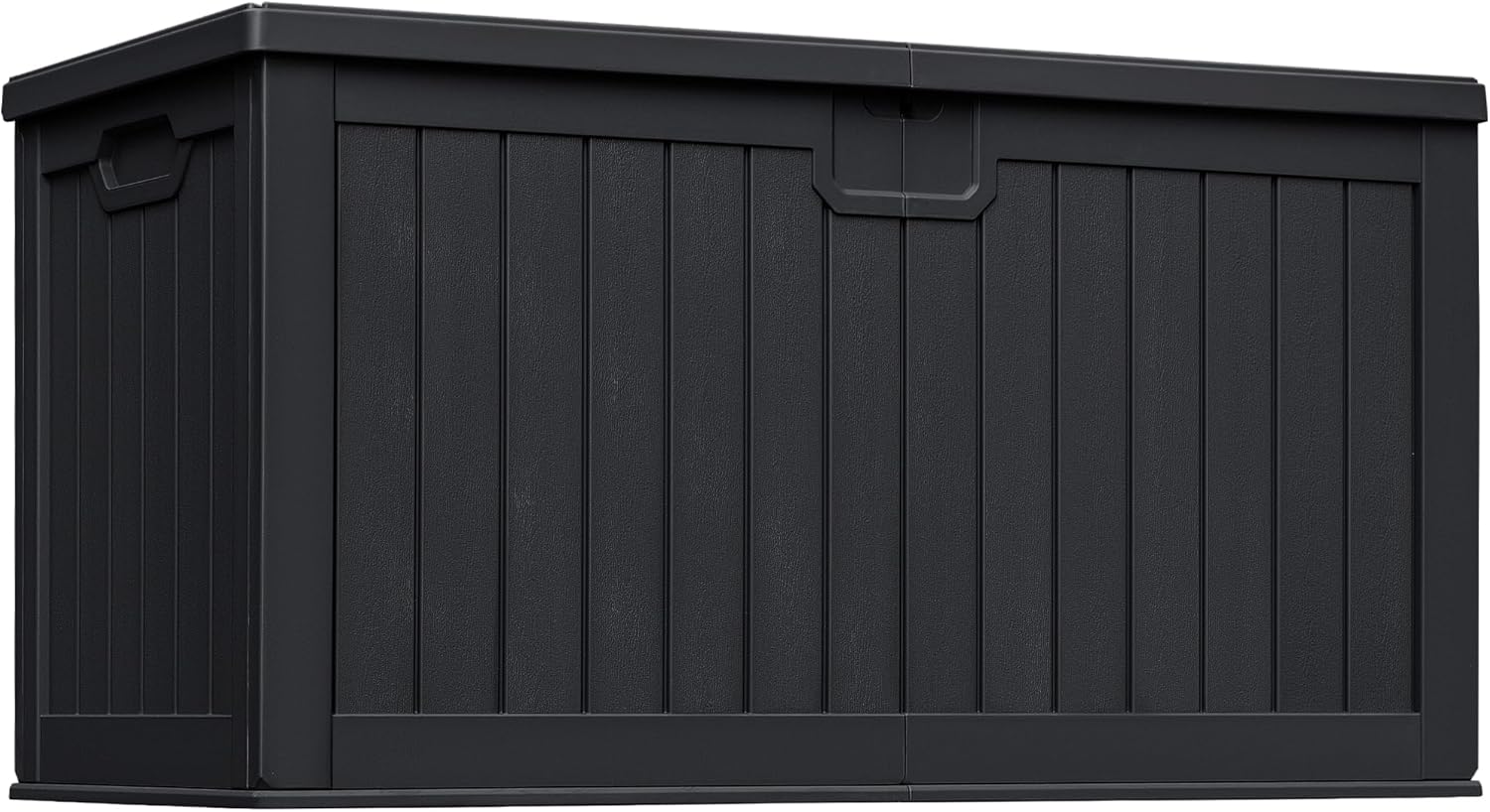 Greesum 31 Gallon Resin Deck Box Large Outdoor Storage for Patio Furniture, Garden Tools, Pool Supplies, Weatherproof and UV Resistant, Lockable, Dark Black