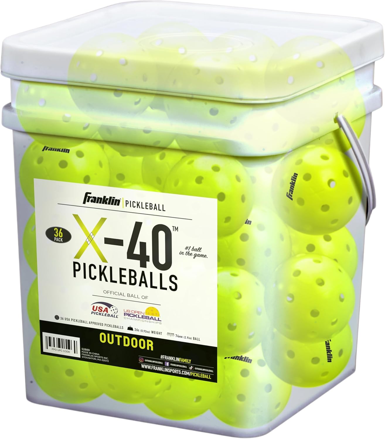 Franklin Sports X-40 Outdoor Pickleballs - Official Ball of USA Pickleball, APP Tour + US Open - Regulation Size