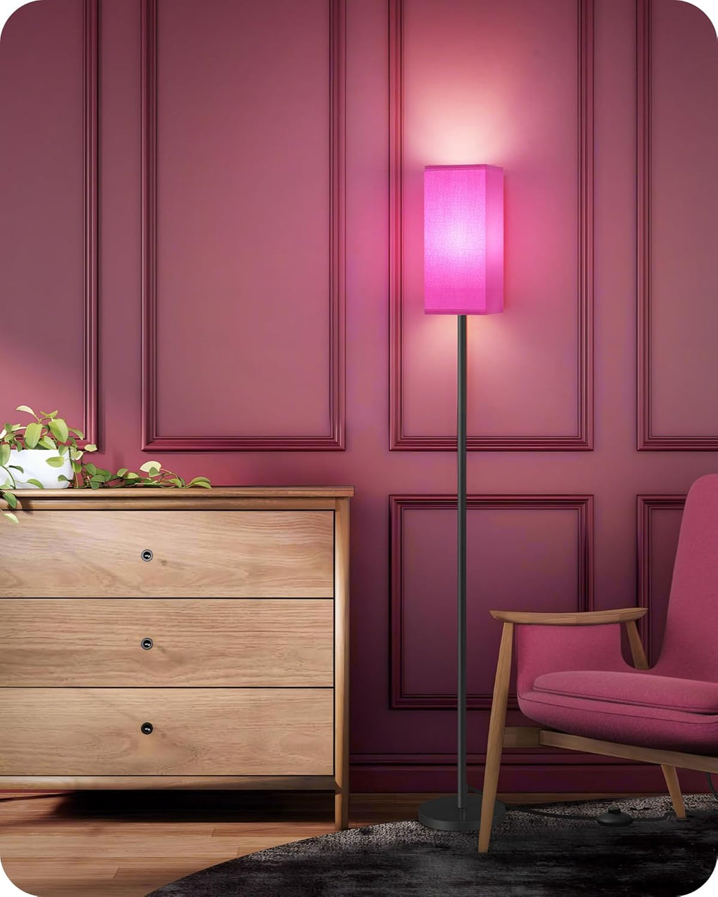 64.6" Floor Lamp, Pole with Foot Switch, Modern Standing Lamp Lampshade, Minimalist Freestanding Lamp (Bulb Not Included), for Living Room, Bedroom Office ETL Listed, Black and Beige E07LD05