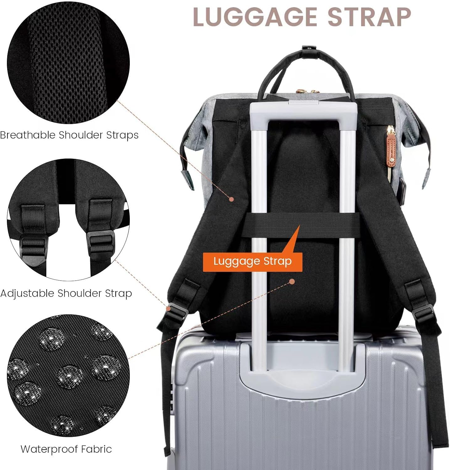 LOVEVOOK Laptop Backpack for Women, 15.6 Inch Work Business Backpacks Purse With Large Capacity, Waterproof Nurse Bag College Bookbag for School, Waterproof Casual Daypack for Travel