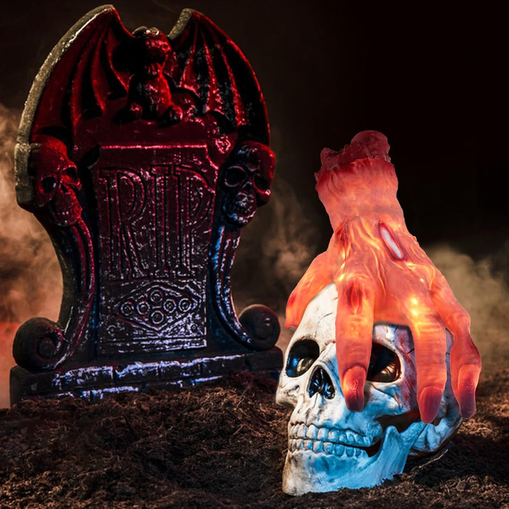Halloween Decorations Crawling Hand,Halloween Automatic Crawl with Spooky Music Battery Powered Lifelike Scary Can Glow and Moving Hand for Costume Party Holiday Decorations