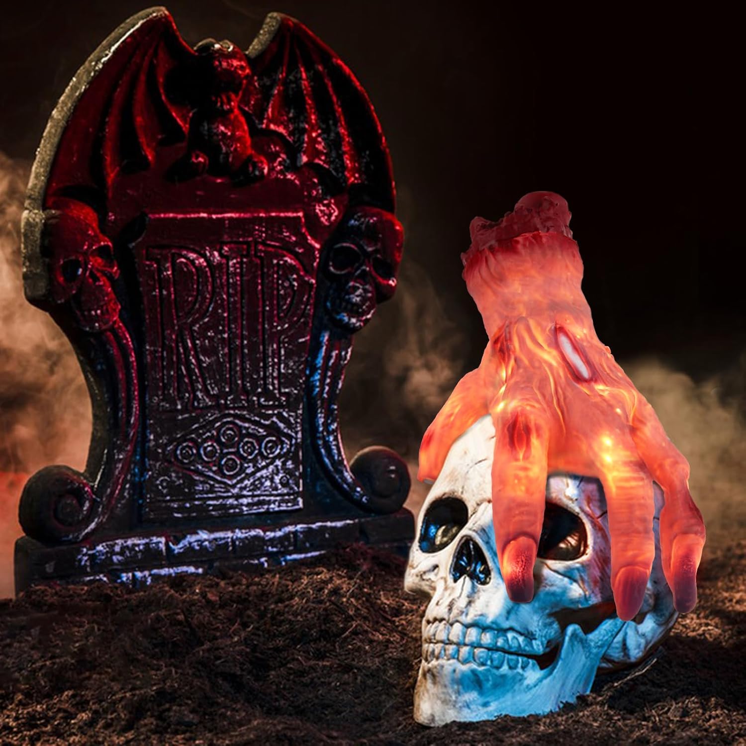 Halloween Decorations Crawling Hand,Halloween Automatic Crawl with Spooky Music Battery Powered Lifelike Scary Can Glow and Moving Hand for Costume Party Holiday Decorations