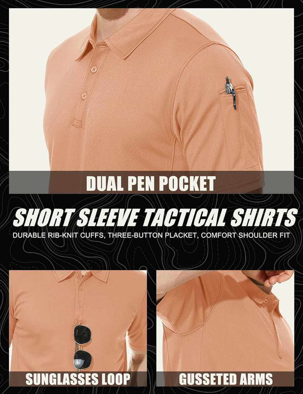 MAGCOMSEN Men's Polo Shirt Quick Dry Performance Short Sleeve Tactical Shirts Pique Jersey Golf Shirt