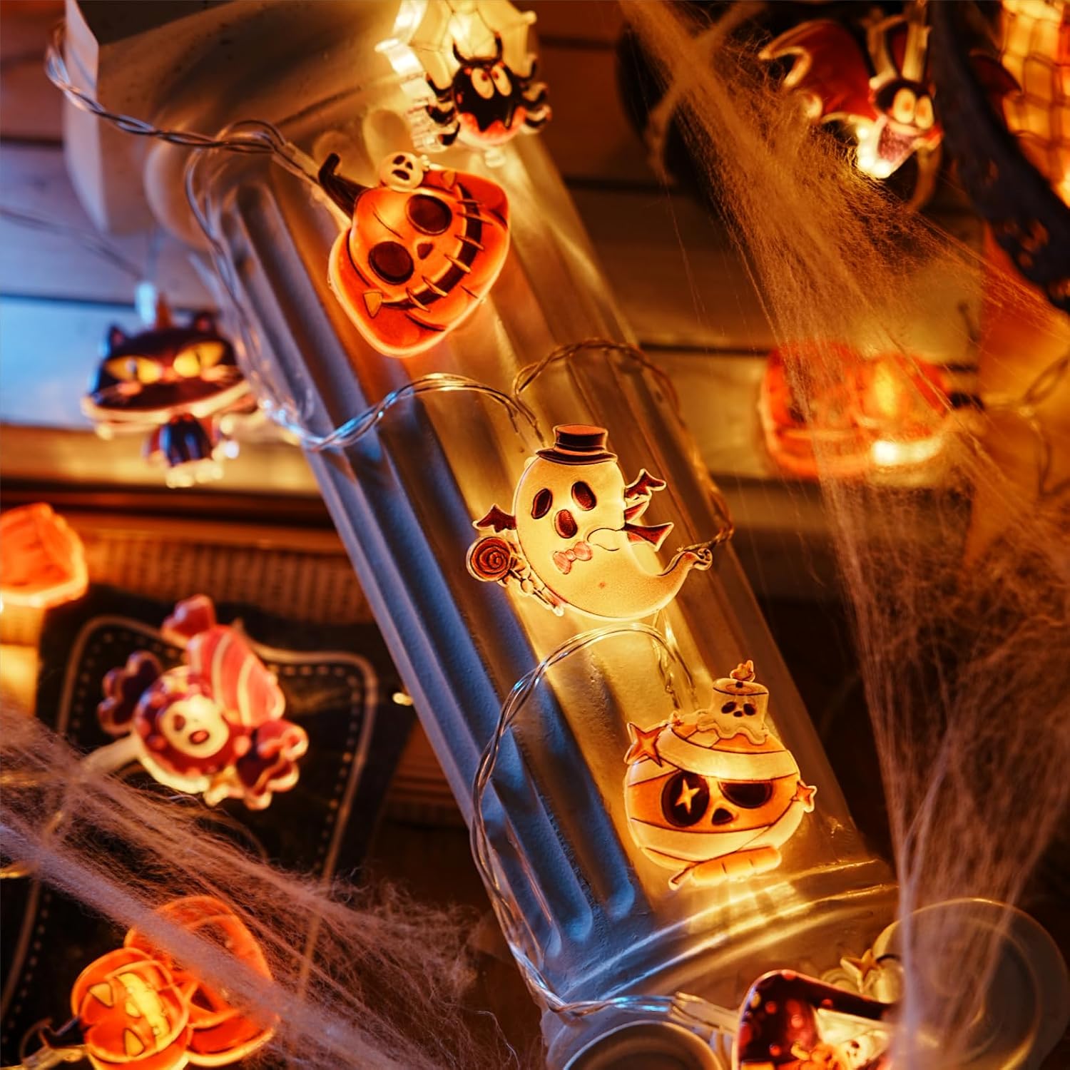 LOLStar Halloween String Lights Decorations, 9.8FT 20 LED Halloween Fairy Lights, Battery Operated (Not Included) with Timer Function and 8 Flashing Modes, Cute Booday Lights 2025 Home Indoor Decor