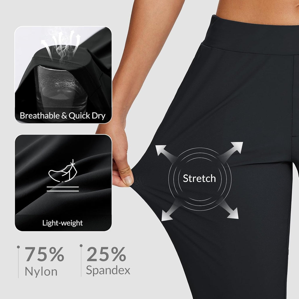 baleaf Womens Travel Pants Lightweight Stretch with Zipper Pockets Petite Ankle Dressy Golf Work Business Casual Slacks