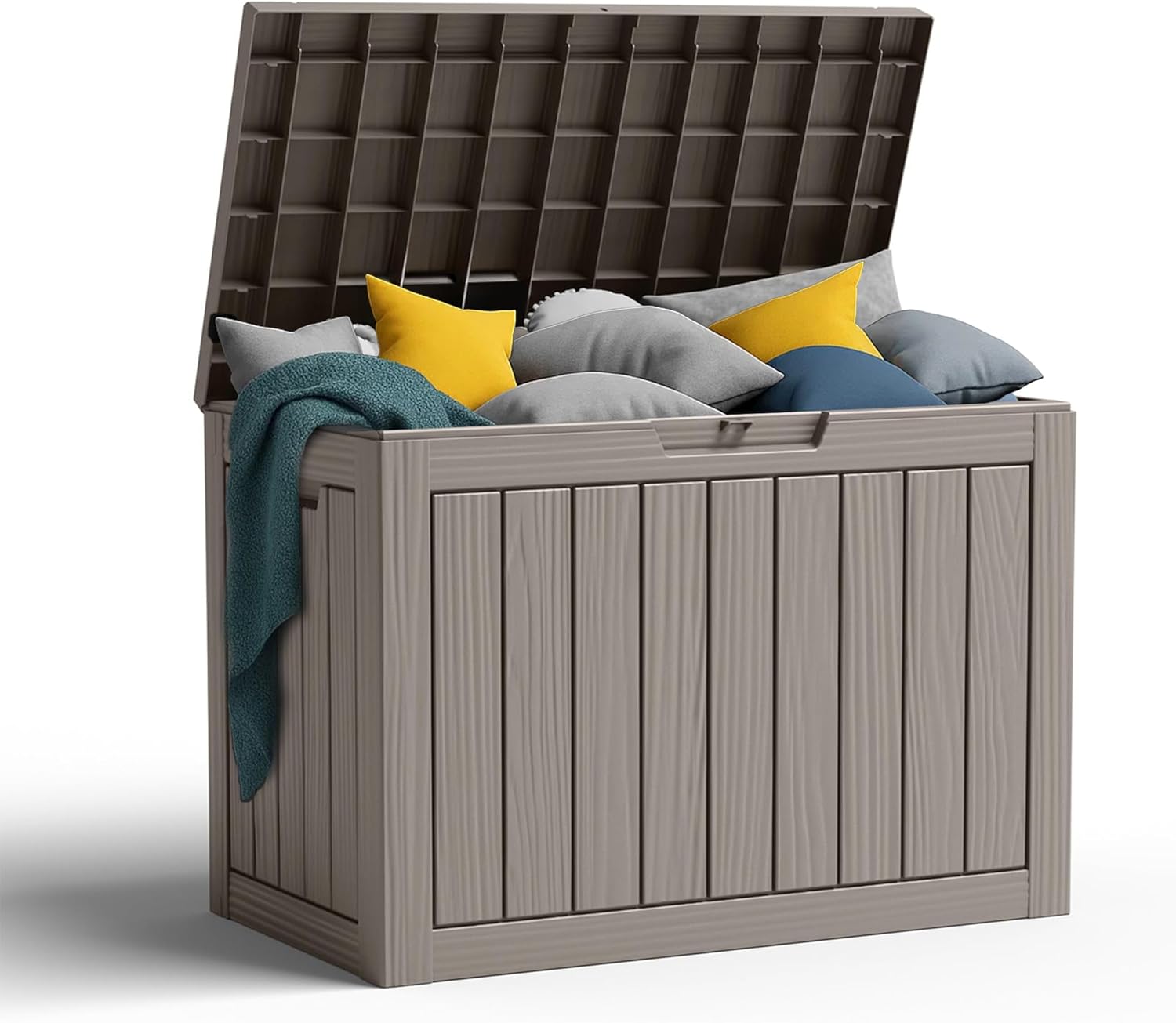 80 Gallon Resin Deck Box, Lockable Patio Outdoor Storage Box for Furniture, Garden Tools and Tools Storage, Waterproof Outside Storage Box - Black