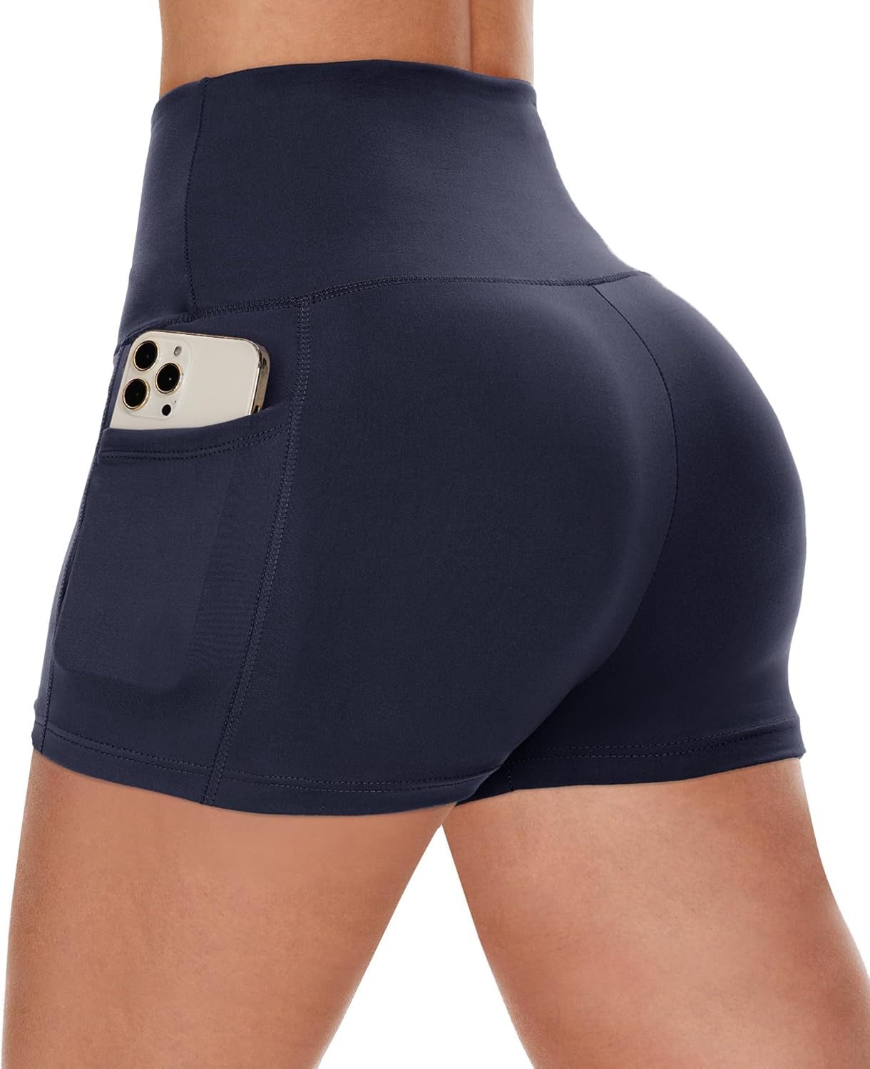CAMPSNAIL Biker Shorts Women with Pockets - 3"/5"/8" High Waisted Workout Spandex Tummy Control Gym Running Yoga Shorts