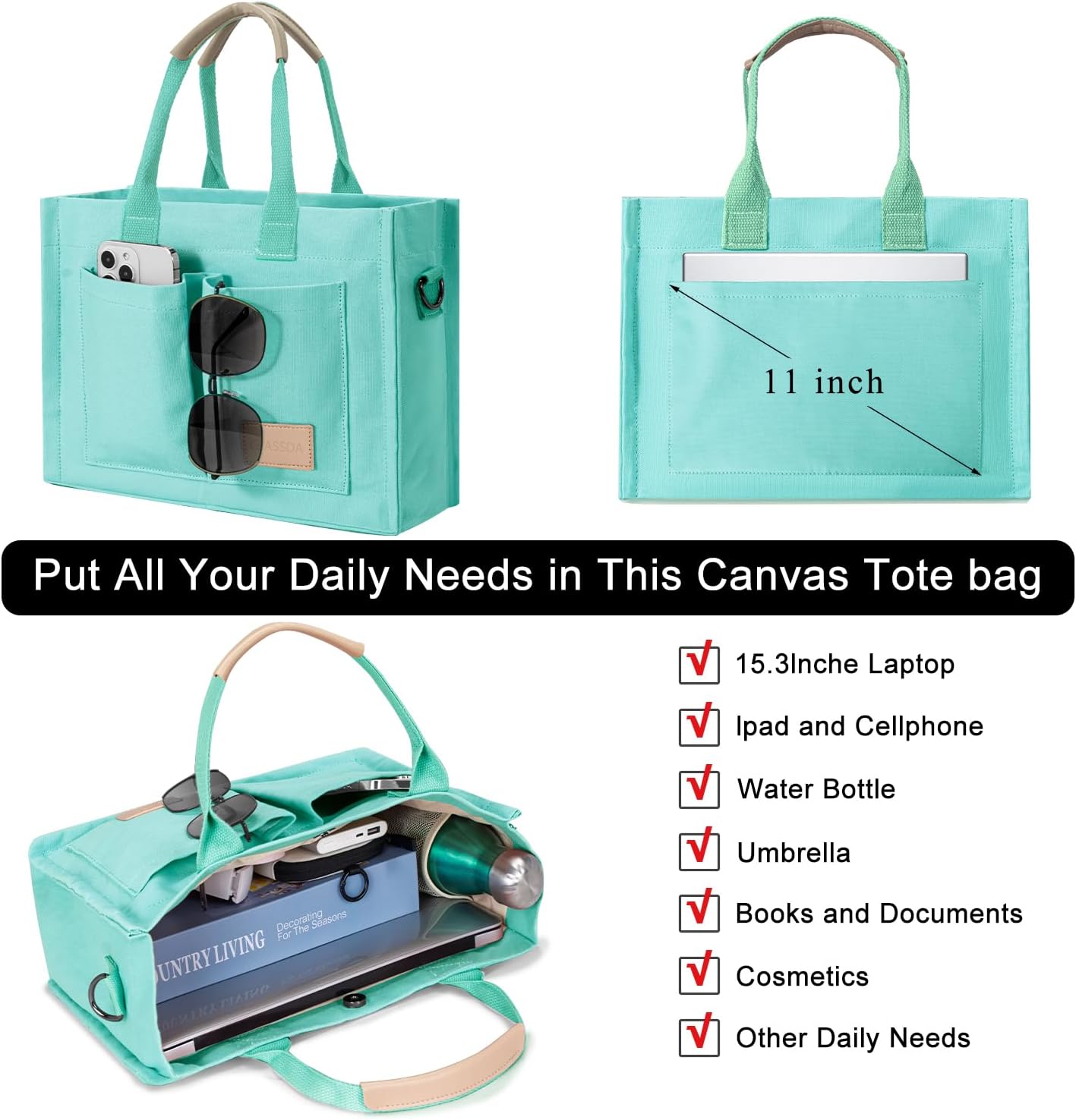 Tote Bags for Women Canvas Tote Purse Crossbody with Pockets Top Handle Shoulder Satchel Bag for Women