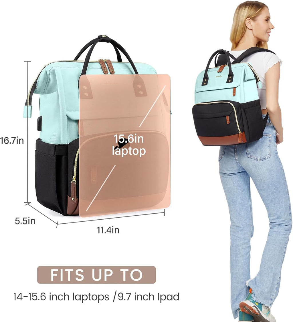 LOVEVOOK Laptop Backpack for Women, 15.6 Inch Work Business Backpacks Purse With Large Capacity, Waterproof Nurse Bag College Bookbag for School, Waterproof Casual Daypack for Travel