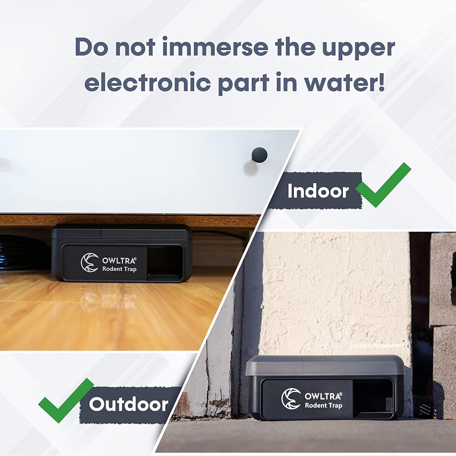 OWLTRA OW-2 Indoor Electric Mouse Trap 2 PCS, Instant Kill Rodent Zapper with Pet Safe Trigger, Black