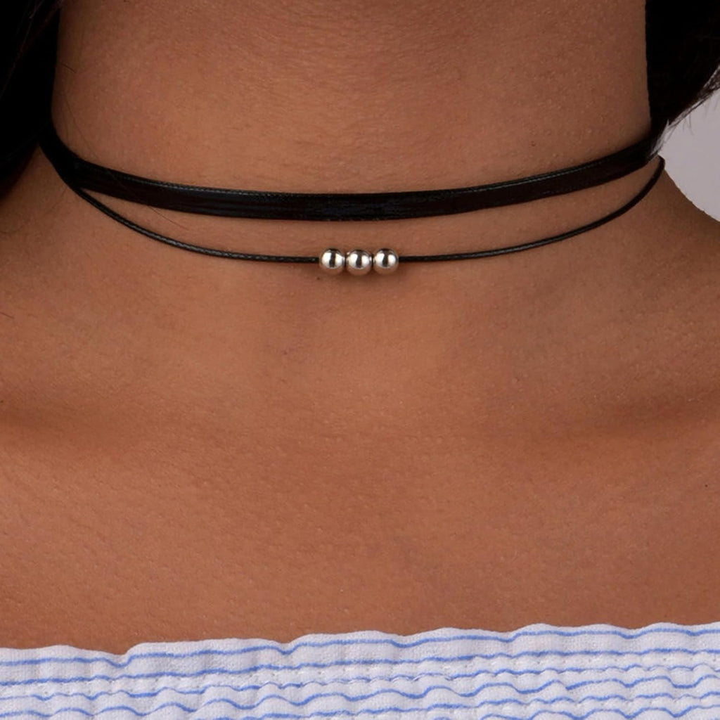 Fesciory Black Necklaces for Women, Adjustable Layered Velvet Leather Lace Collar Necklace, Goth Jewelry Gifts.