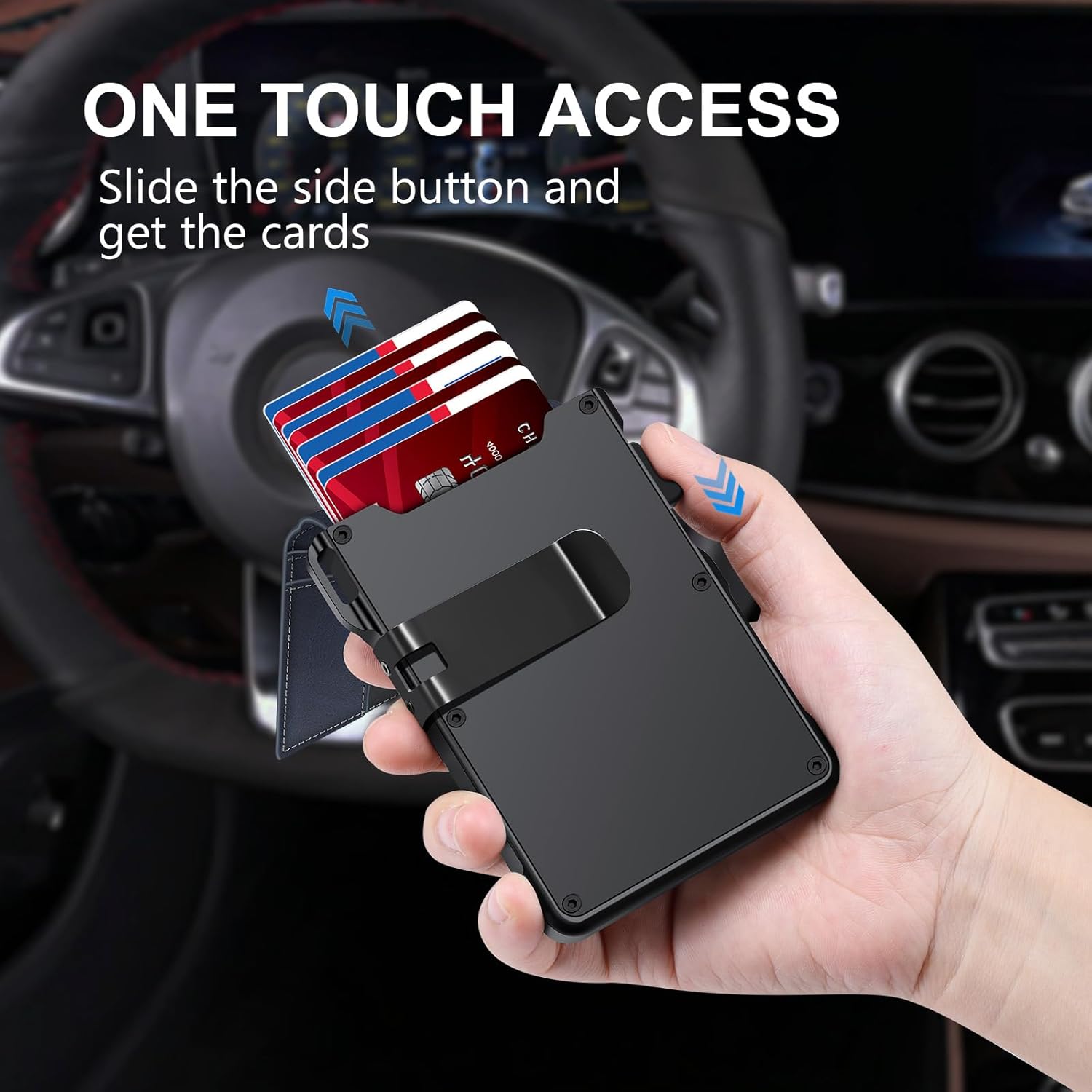 Airtag Wallet for Men, Mens Smart Wallet for Air Tag RFID Blocking, Minimalist Bifold Pop Up Aluminum Credit Card Case Holder 12+ Cards with ID Window, Gift for Men, No Airtag Included, Carbon Fiber