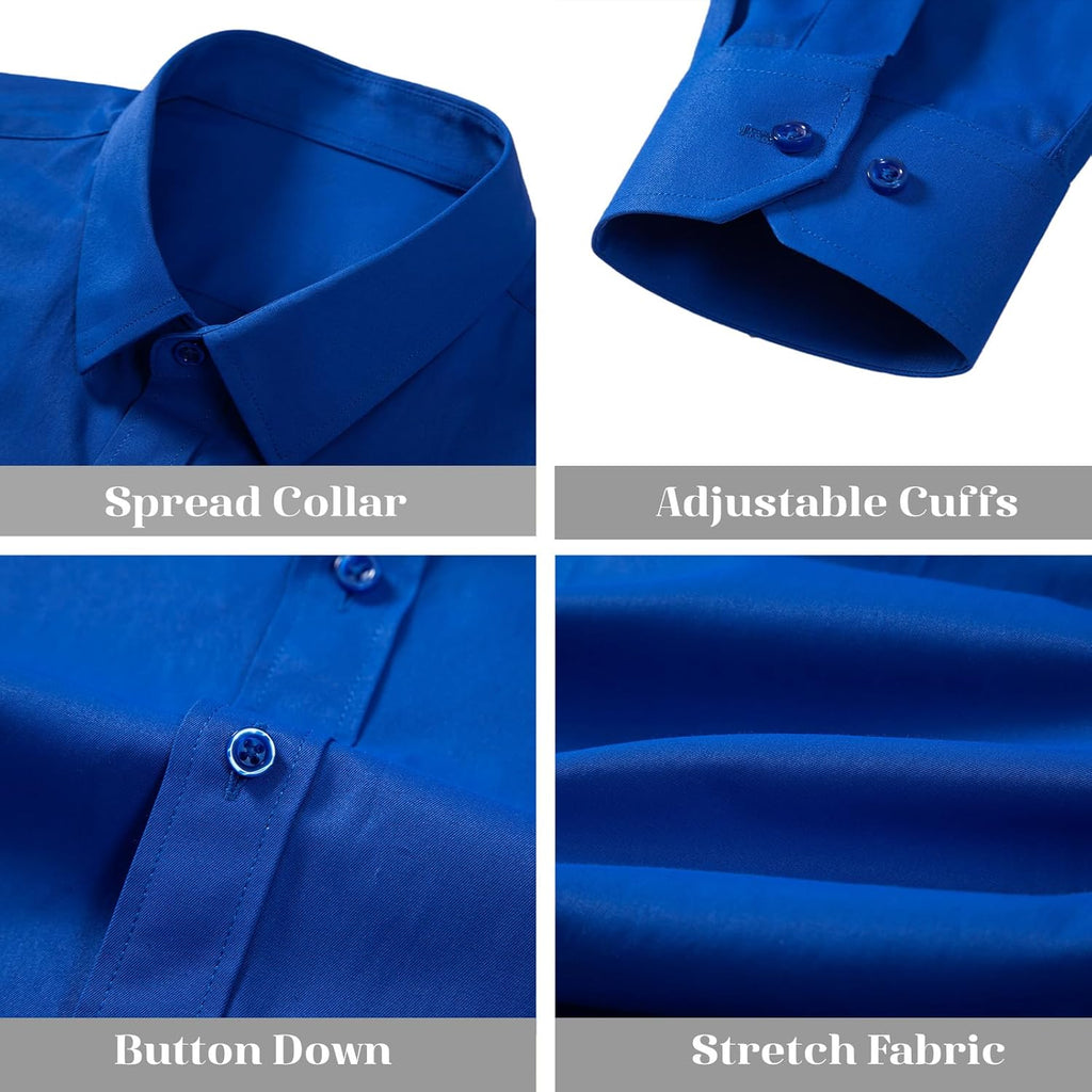 BEILU Stretch Mens Slim Fit Dress Shirts Formal Long Sleeve Button Down Shirts