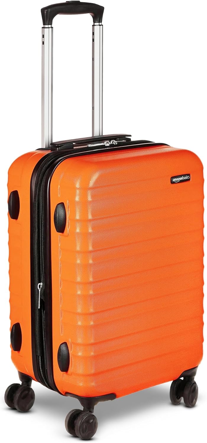 Basics 21" Hardside Carry-On Luggage, Hardshell Suitcase With Wheels, Expandable For Up to 25% More Space, With Scratch-Resistant Surface, Four Multi-directional Wheels, Black