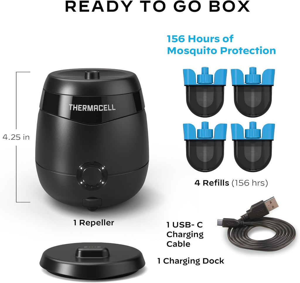 Thermacell E-Series Rechargeable Mosquito Repeller with 20’ Mosquito Protection Zone; Bug Spray Alternative; Scent Free