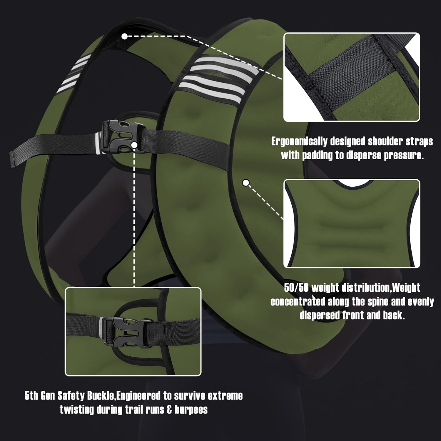 Weighted Vest Men or Women - 5/10/15/20/25/30lbs Weights with Reflective Stripe, Weighted Vest for Workout Equipment for Strength Training Running - Walking Weight Loss