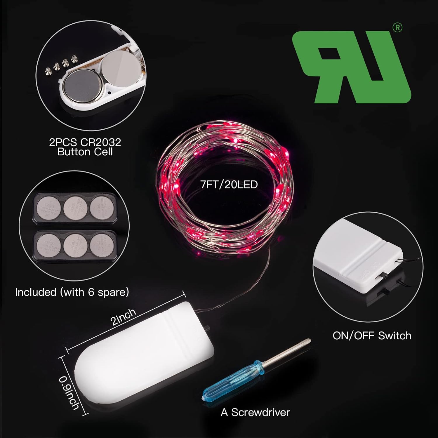 Brightown 12 Pack LED Fairy Lights Battery Operated String Lights - 7ft 20LED Waterproof Silver Wire Firefly Starry Moon Lights for DIY Crafts Wedding Table Centerpieces Party Bedroom Christmas