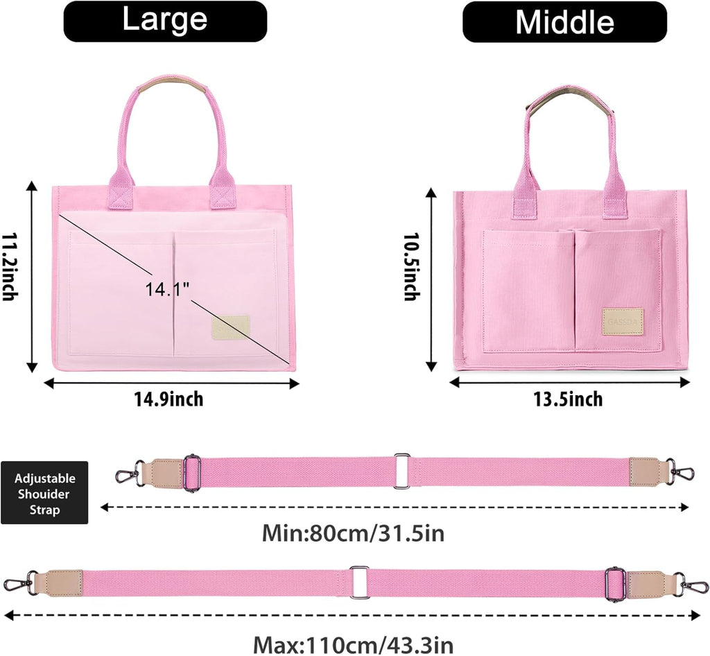 Tote Bags for Women Canvas Tote Purse Crossbody with Pockets Top Handle Shoulder Satchel Bag for Women