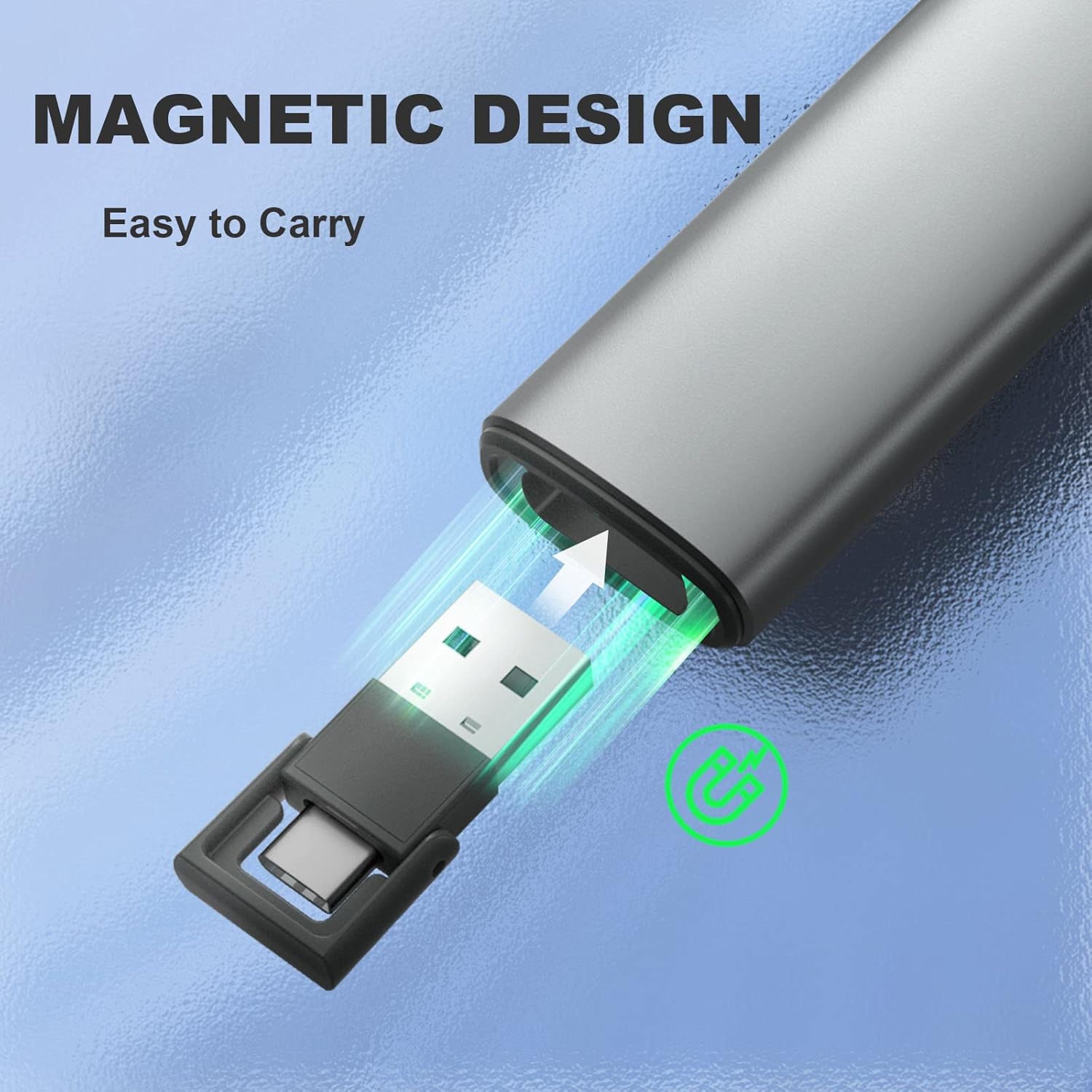 Wireless Presentation Clicker for PowerPoint Presentations, USB Dongle Presenter Remote with Laser Pointer Slide Clickers for Mac/Windows/Linux, Computer/Laptop, Google Slide/PPT/Keynote