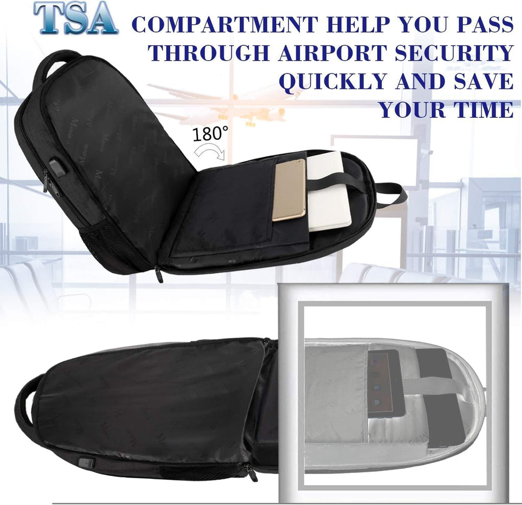 MATEIN Travel Laptop Backpack, Business Anti Theft Slim Sturdy Laptops Backpack with USB Charging Port, Water Resistant College School Computer Bag Gift for Men & Women Fits 15.6 Inch Notebook, Grey