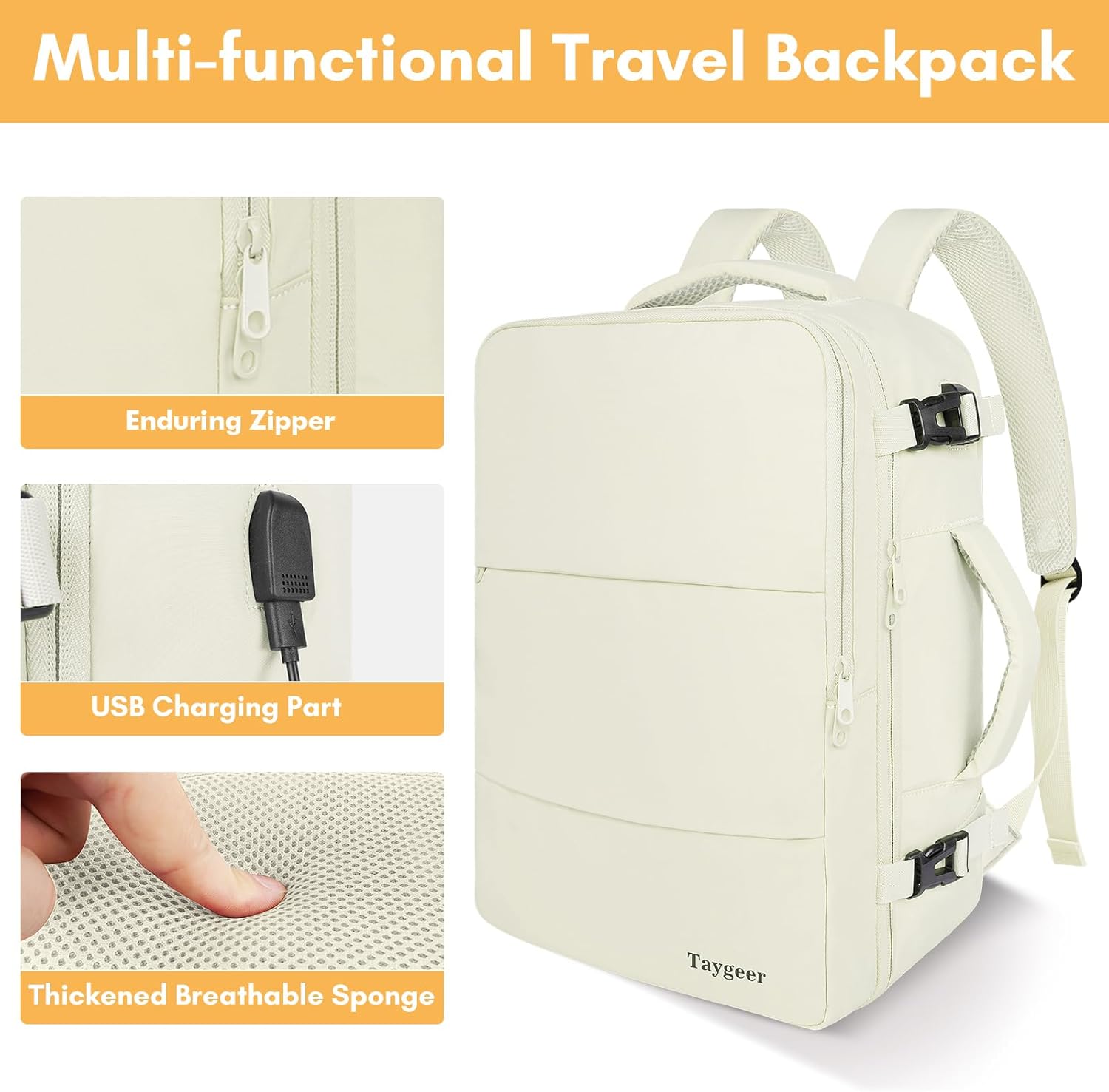 Taygeer Travel Backpack for Women, Carry On Backpack with USB Charging Port & Shoe Pouch, TSA 15.6inch Laptop Mochila Flight Approved, Nurse Bag Casual Daypack for Weekender Business Hiking, Pink