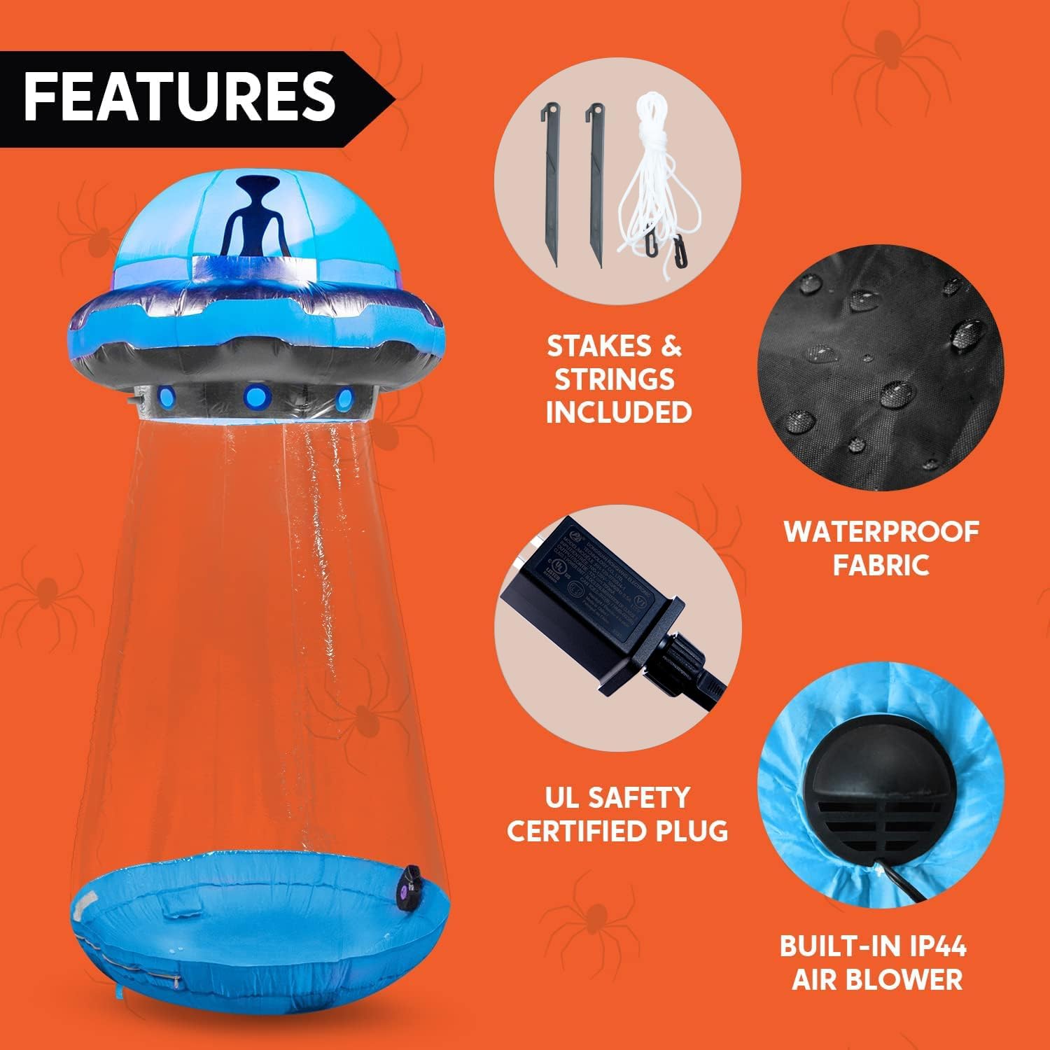 Joiedomi 9 FT Tall Halloween Inflatable UFO Outdoor Decorations, Halloween Blow Ups UFO Alien Decor for Yard Decoration with LEDs for Lawn Garden Party Decor