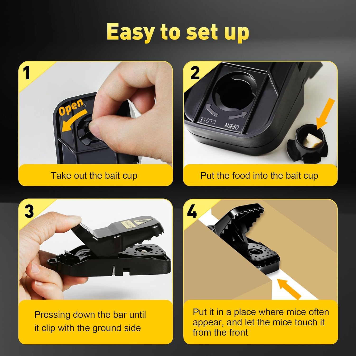 Mouse Traps 12-Pack, Indoor Outdoor Use, Small Mice Catchers for Home Indoor, Reusable Mice Trap, Quick-Set Mousetraps for House