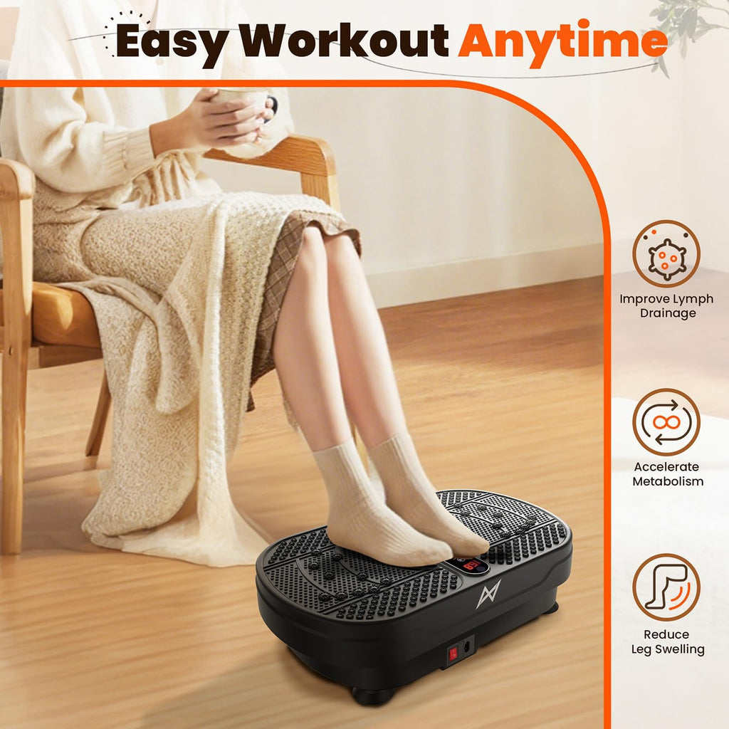 AXV Vibration Plate Fitness Platform Exercise Machine Vibrating Shaking Full Body Shaker Workout Vibrate Stand Shake Board Sport Gym for Weight Loss Fat Burner for Women Men