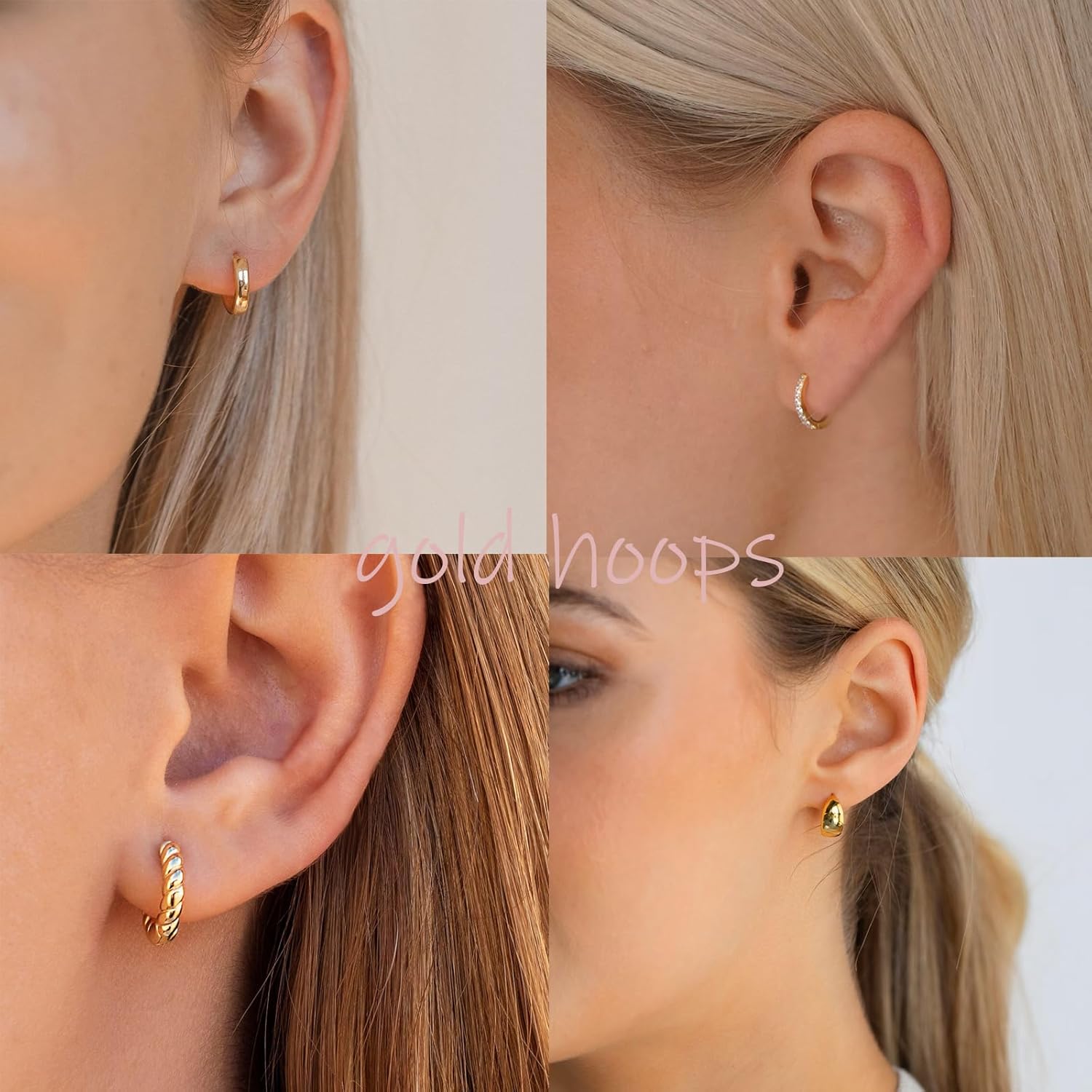 VIROMY Gold Hoop Earrings Set for Women Trendy, 14K Gold Plated Lightweight Small Gold/Silver Hoop Earrings for Women Chunky Open Hoops Earrings Jewelry Gifts