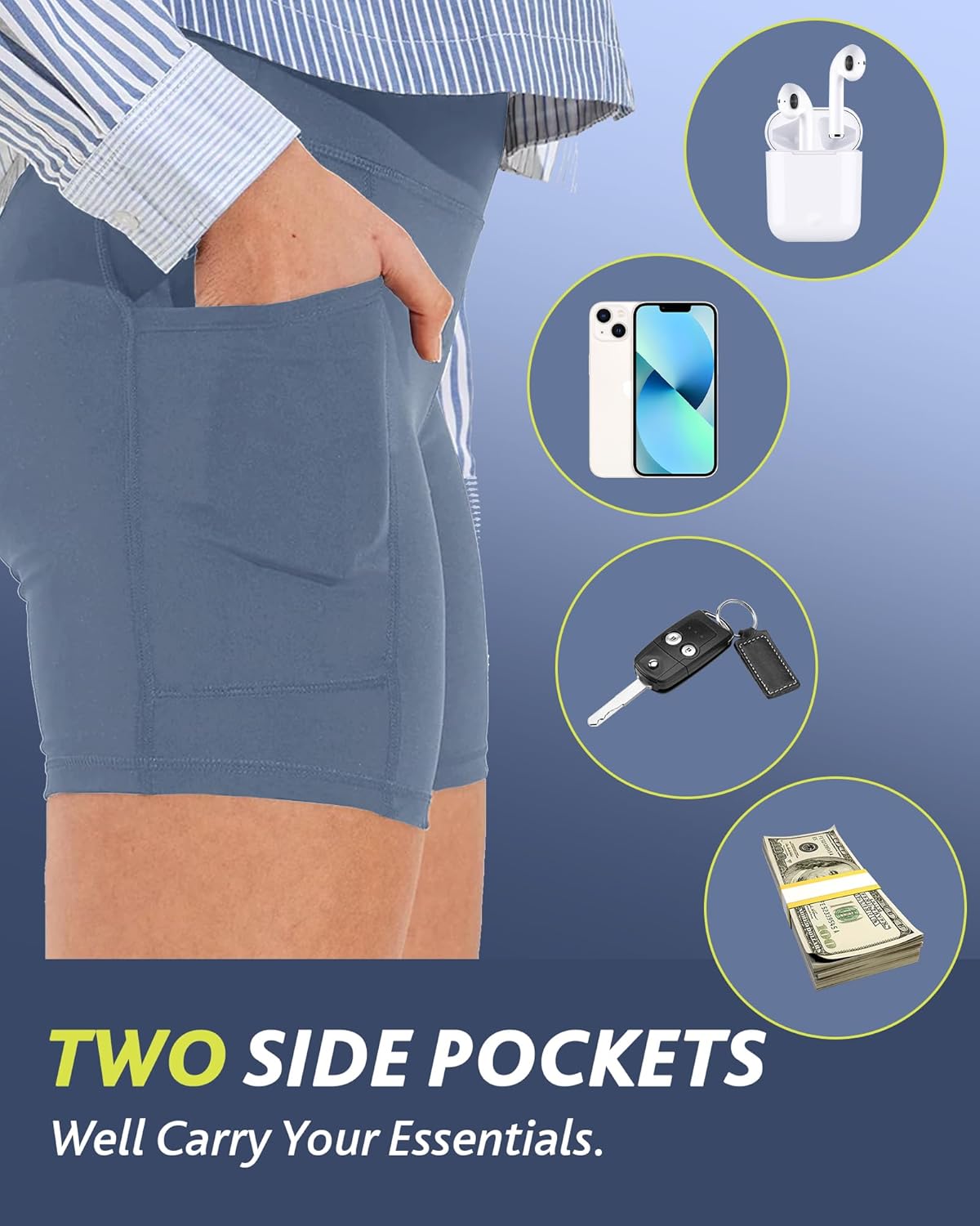 CAMPSNAIL Biker Shorts Women with Pockets - 3"/5"/8" High Waisted Workout Spandex Tummy Control Gym Running Yoga Shorts