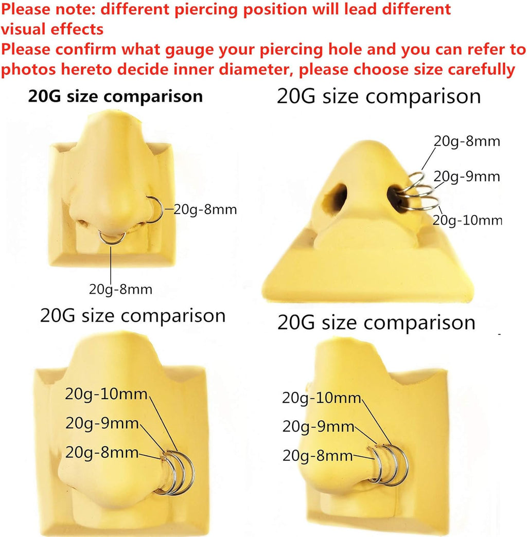 ORANGELOVE Hypoallergenic Nose Rings 20G 18G 16G 14G 12G 10G 8G 316l Surgical Steel Septum Jewelry Hinged Segment Ring Body Piercing Nose Hoop Lip Rings Nose Helix Cartilage Rook Earrings