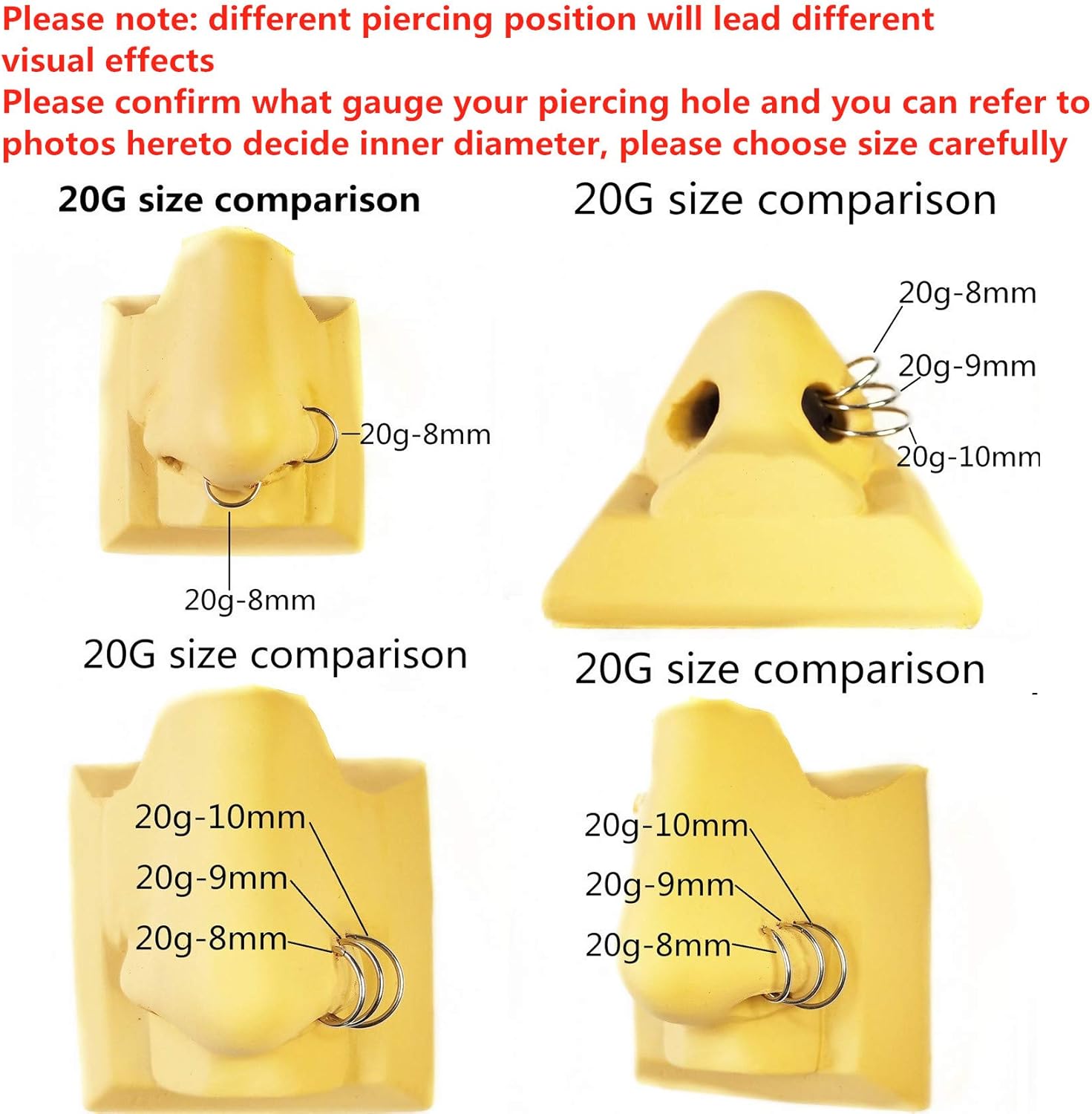 ORANGELOVE Hypoallergenic Nose Rings 20G 18G 16G 14G 12G 10G 8G 316l Surgical Steel Septum Jewelry Hinged Segment Ring Body Piercing Nose Hoop Lip Rings Nose Helix Cartilage Rook Earrings