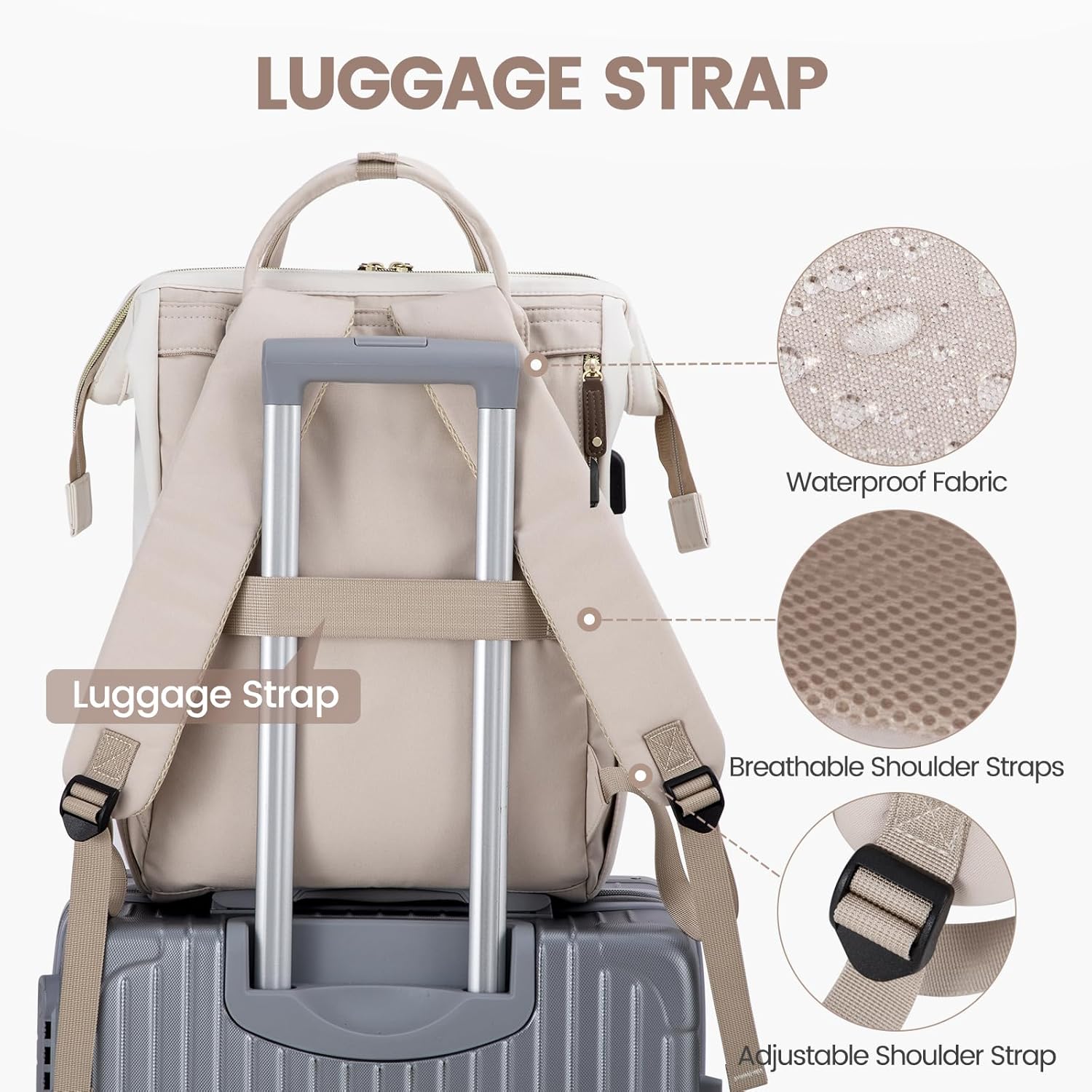 LOVEVOOK Laptop Backpack for Women, 15.6 Inch Work Business Backpacks Purse With Large Capacity, Waterproof Nurse Bag College Bookbag for School, Waterproof Casual Daypack for Travel