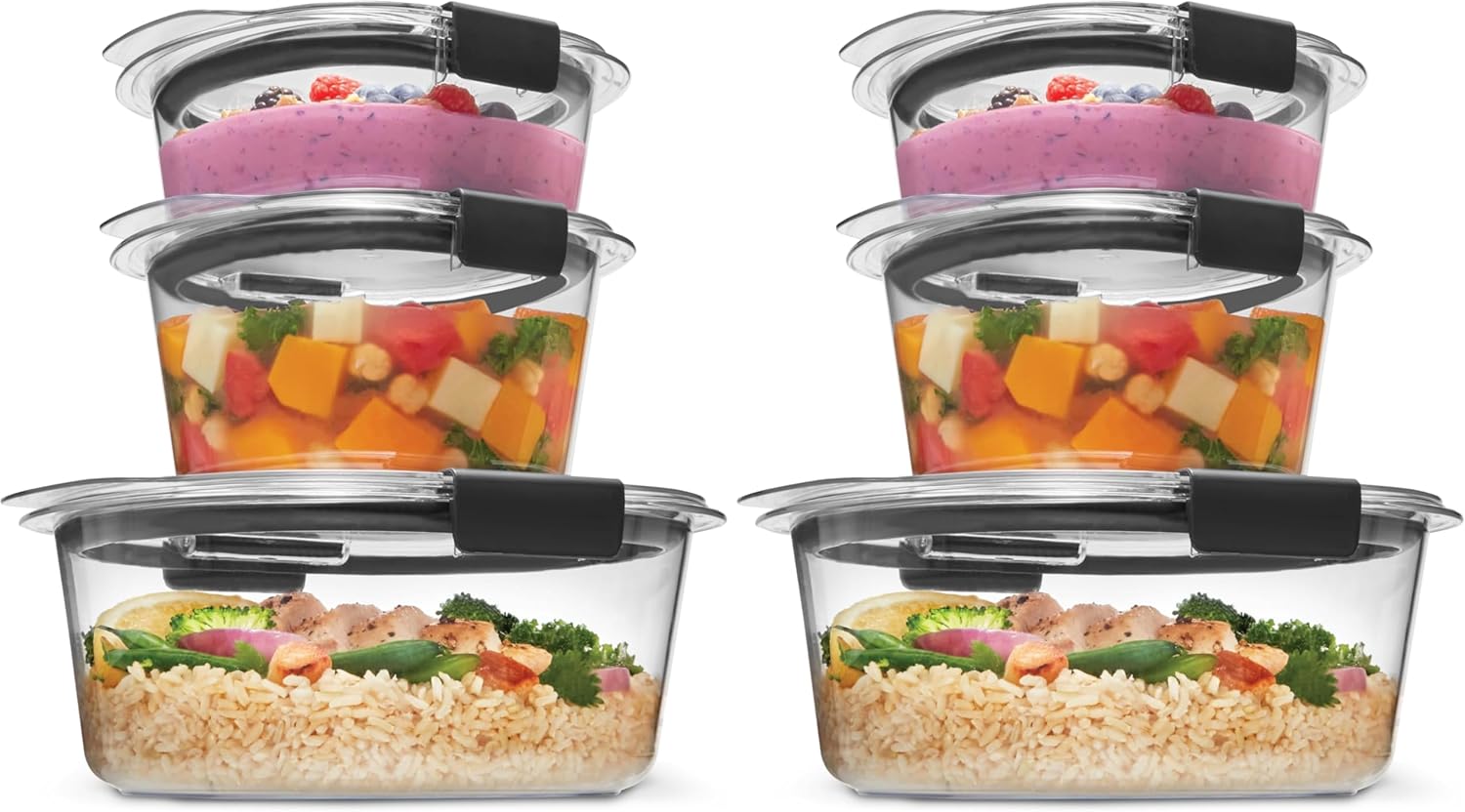 Rubbermaid Brilliance Food Storage Containers BPA Free Airtight Lids Ideal for Lunch Meal Prep & Leftovers Set of 5 (3.2 Cup)