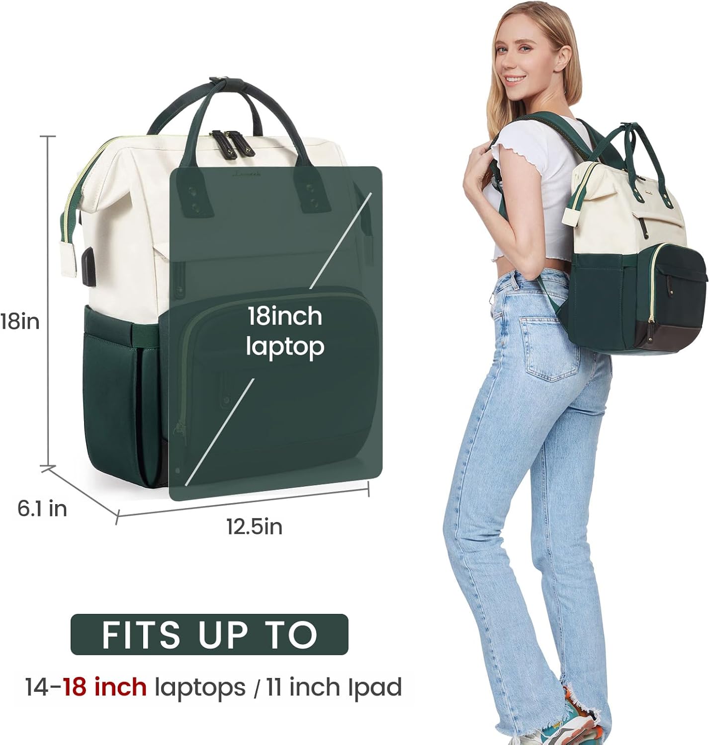 LOVEVOOK Laptop Backpack for Women, 15.6 Inch Work Business Backpacks Purse With Large Capacity, Waterproof Nurse Bag College Bookbag for School, Waterproof Casual Daypack for Travel