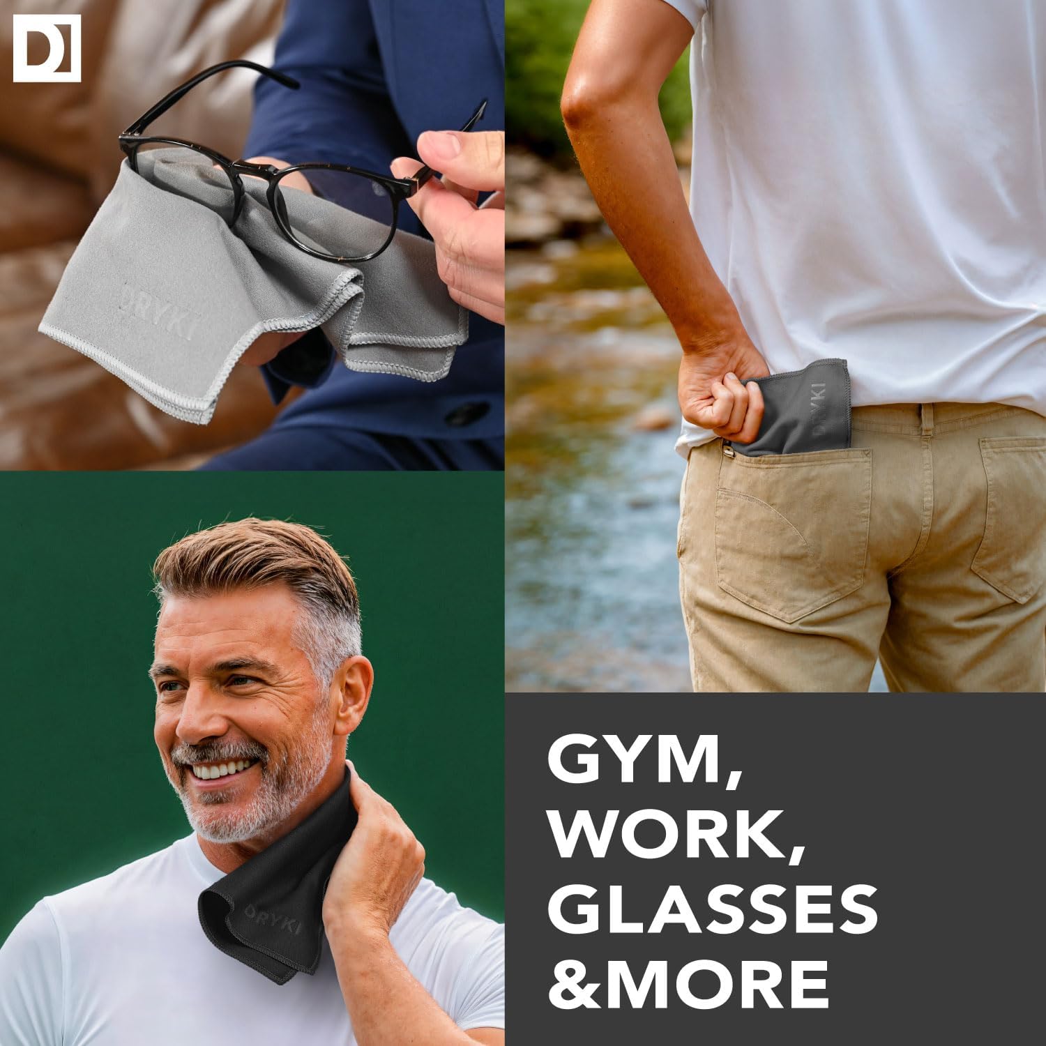 Sweat Absorbing Handkerchiefs - The Original Pocket-Sized Sweat Towels - Quick-Dry Microfiber Sweat Rags for Face, Hands, & Body - Men & Women - Gym, Sports, and Work (Black: 5 Pack)