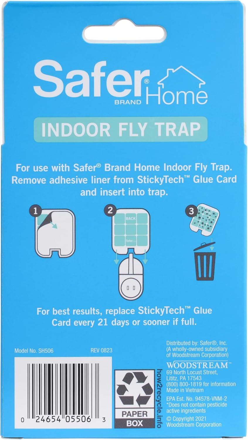 Safer Home Indoor Plug-In Fly Trap - SH502 - Effective Fruit Fly Traps for Indoors, Gnat Traps for House Indoor, 400 Sq Ft Protection - Style: 1 Device + 2 Glue Cards