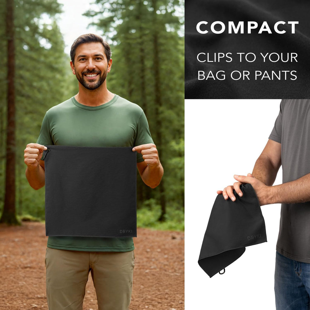 Sweat Absorbing Handkerchiefs - The Original Pocket-Sized Sweat Towels - Quick-Dry Microfiber Sweat Rags for Face, Hands, & Body - Men & Women - Gym, Sports, and Work (Black: 5 Pack)