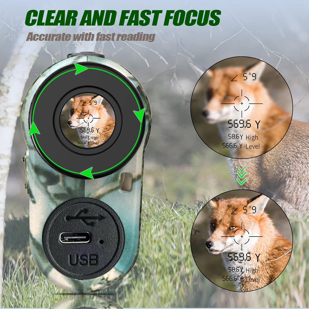REVASRI Hunting Laser Rangefinder with Rechargeable Battery 1000 Yards Hunting Range Finder with Target Acquisition Technology Easy-to-Use Clear Accurate Rangefinders for Hunters