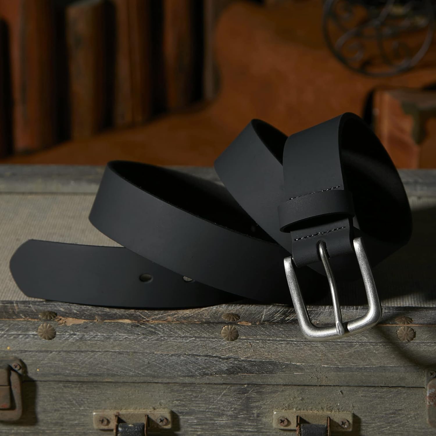 VATAN Men's Genuine Leather Casual Every Day Jeans Belts, Handmade Men Leather Belt with Gift Box